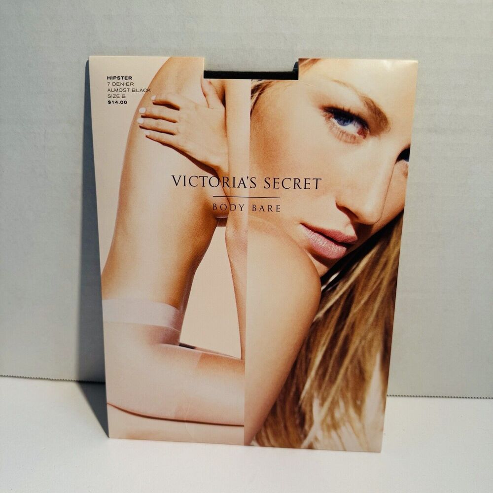 Victorias Secret Body Bare Hipster‎ 7 Denier Pantyhose Almost Black Hosiery Sz B
